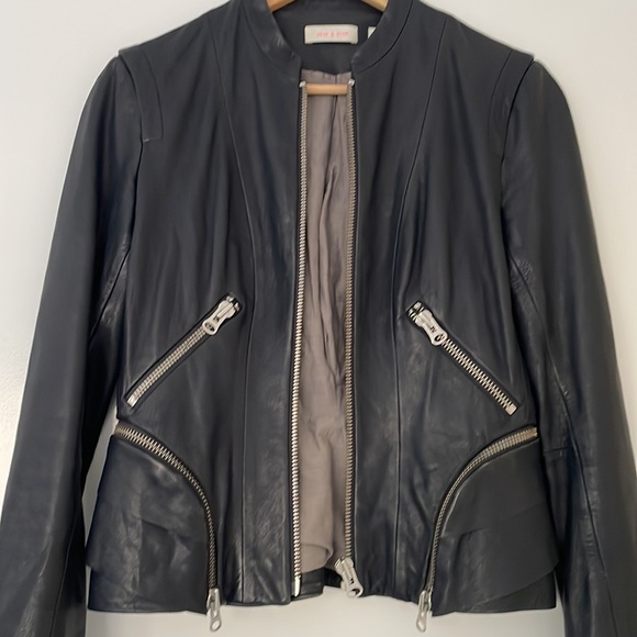 Rare Sass & Bide ink colour leather Jacket | size 8 - Picture 6 of 13